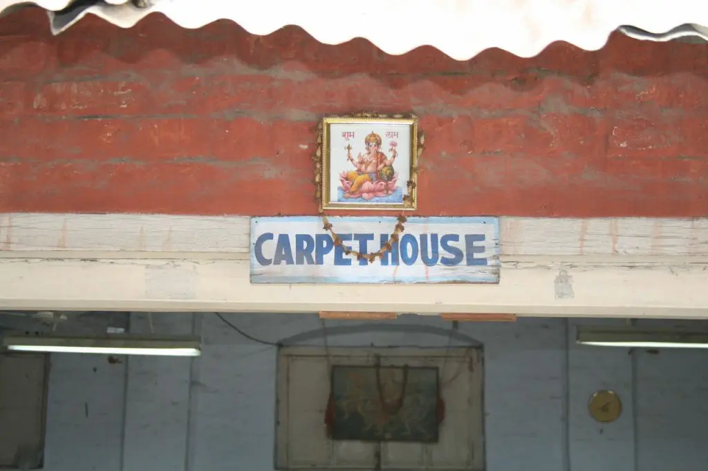 In India at a carpet studio in Raipur. The building was originally built by the British in the 19th century as an indigo plantation and was converted to a carpet studio in the 1950's. Today yarns are dyed and washed here for preparation for weaving carpets.