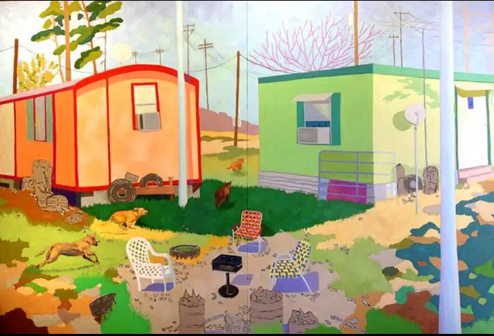 Lindy Chambers' "Who Let the Dogs Out?," 2013, at D. M. Allison Gallery