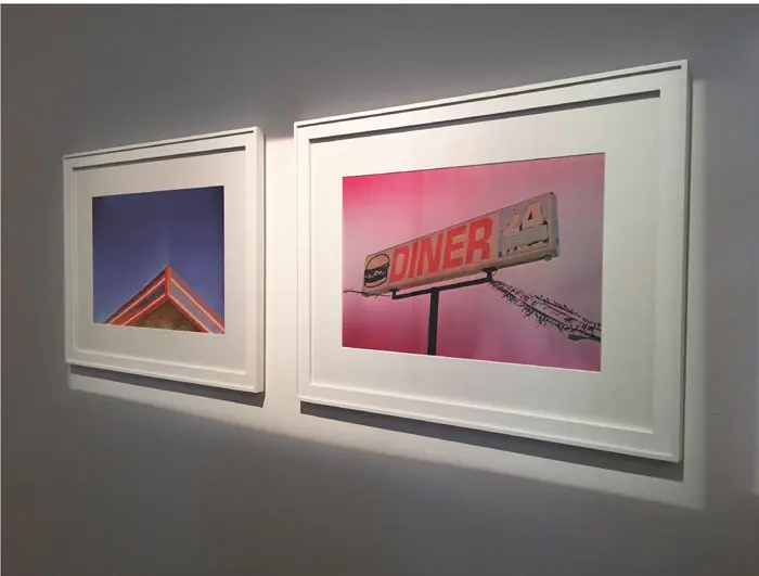 David Adam Salinas' filtered slices of a Pop reality reflect the vibrant neighborhood culture swirling around ERS.
L to R: "Wedge" and "Diner," both 2015. 