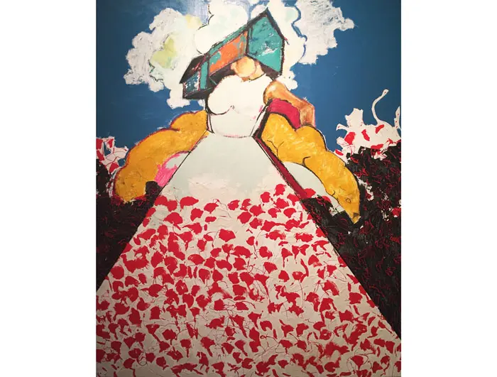 Darwin Arevalo's "Mountain," 2015,  was inspired by the artist's reverence for American regionalist Thomas Hart Benton. 