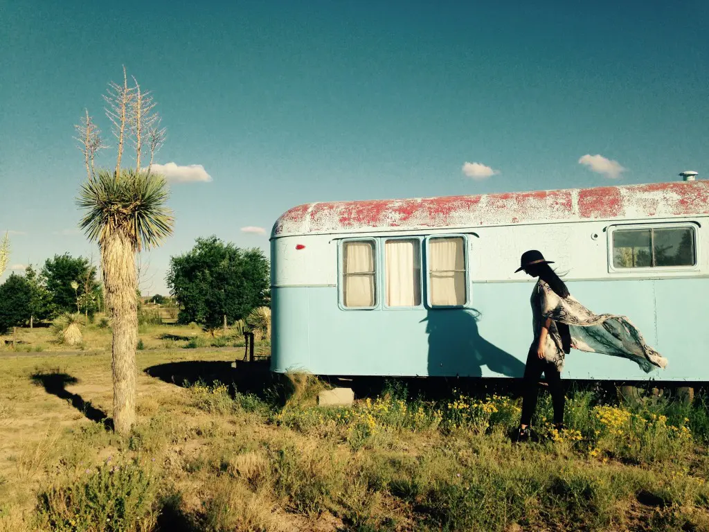 I once heard this quote: "You can pack for every occasion, but a good friend will always be the best thing you could bring." My best friend, Liz, checks out the vintage trailers at at El Cosmico.