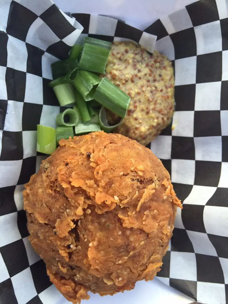 The Rollin' Kitchen's boudin balls are stuffed with pork, rice and pepper jack cheese, then deep-fried. (Photo courtesy Allie Danziger)