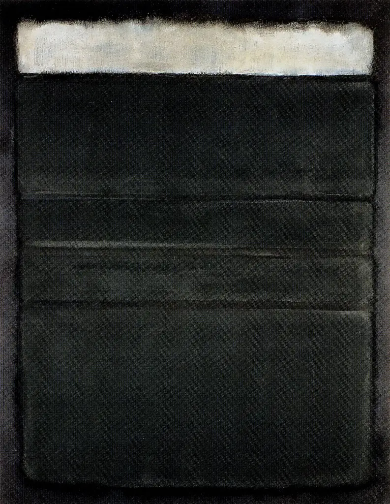 The painter’s Untitled (White, Blacks, Grays on Maroon), 1963. Collection Kunsthaus Zürich, Switzerland