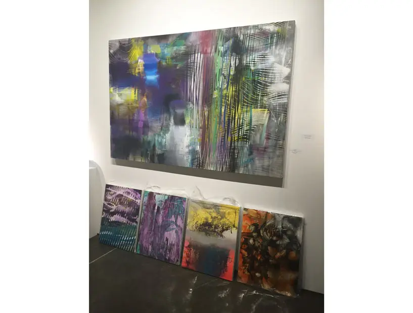 West Coast painter Chris Trueman conflates expressionism with the language of color field, while also evoking passages of Rosenquist. Patrajdas Contemporary of Ogden, Utah brought Trueman to the Fair.