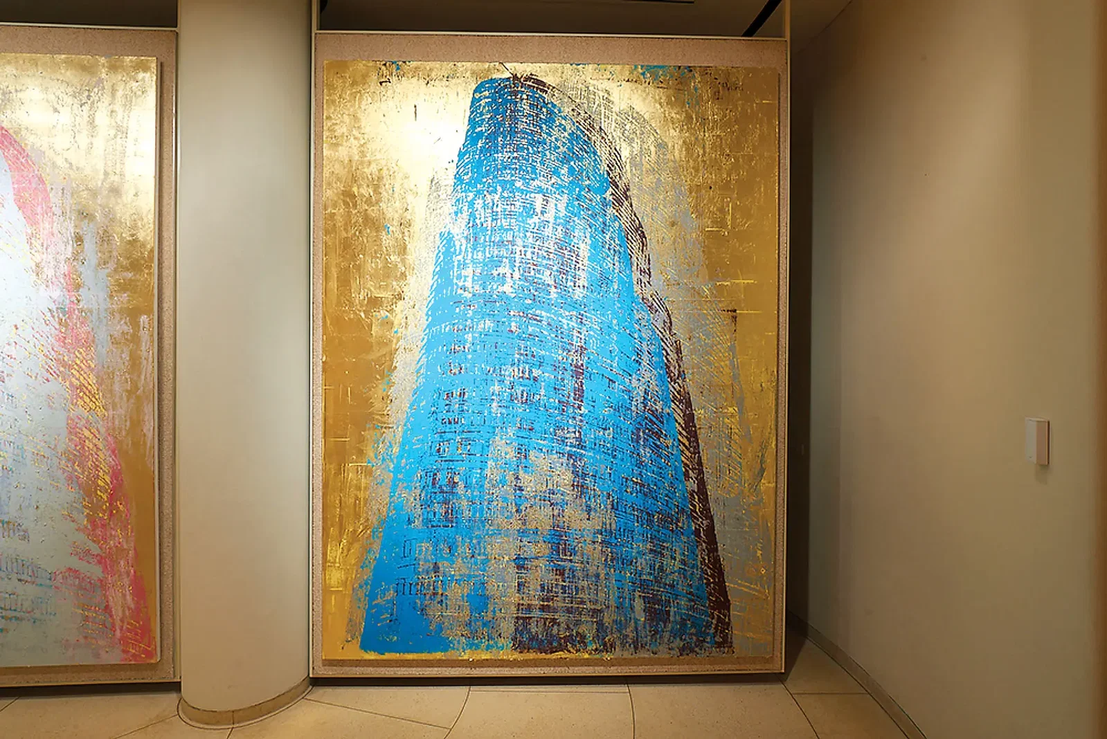 Enoc Perez’s "Lipstick Building," 2015, oil on canvas