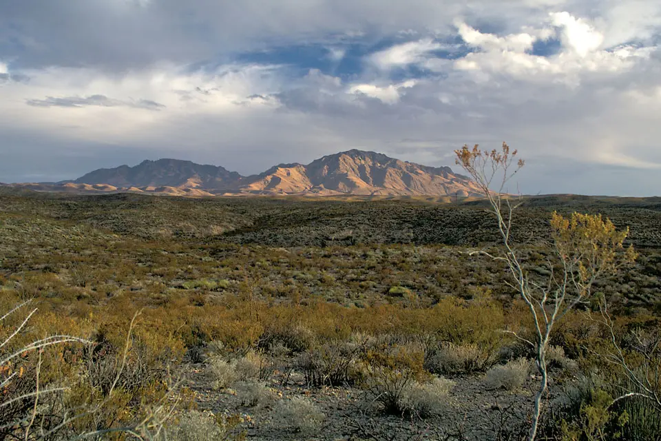 The Chinati mountain range, as seen from Marfa.