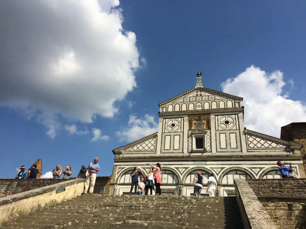 Steep approach to San Miniato al Monte, the 1000 year old basilica atop Florence's highest hill.