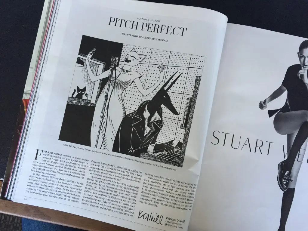 The Wall Street Journal Magazine's editor-in-chief, Kristina O’Neill, featured two cats in her September issue editor’s letter.