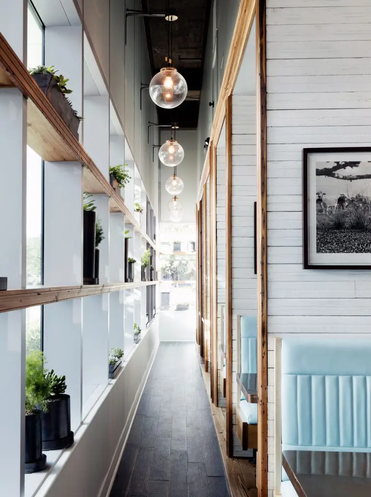 Reclaimed and recycled materials were used to decorate the new Liberty Kitchen space.