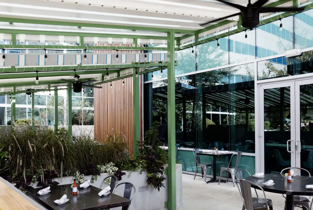 The outdoor patio will soon house a bar perfect for happy hour. 