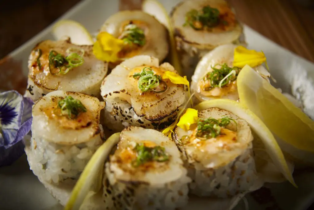 Roka Akor's Dynamite Scallop Maki is dynamite Christmas option. 
