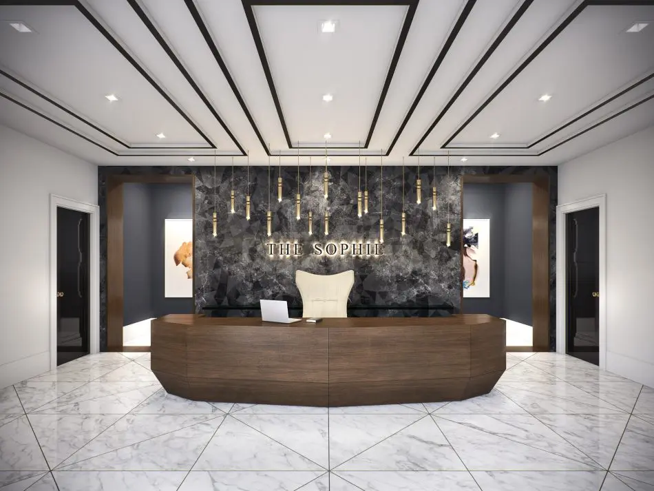 The Sophie lobby isn't shy about announcing itself.