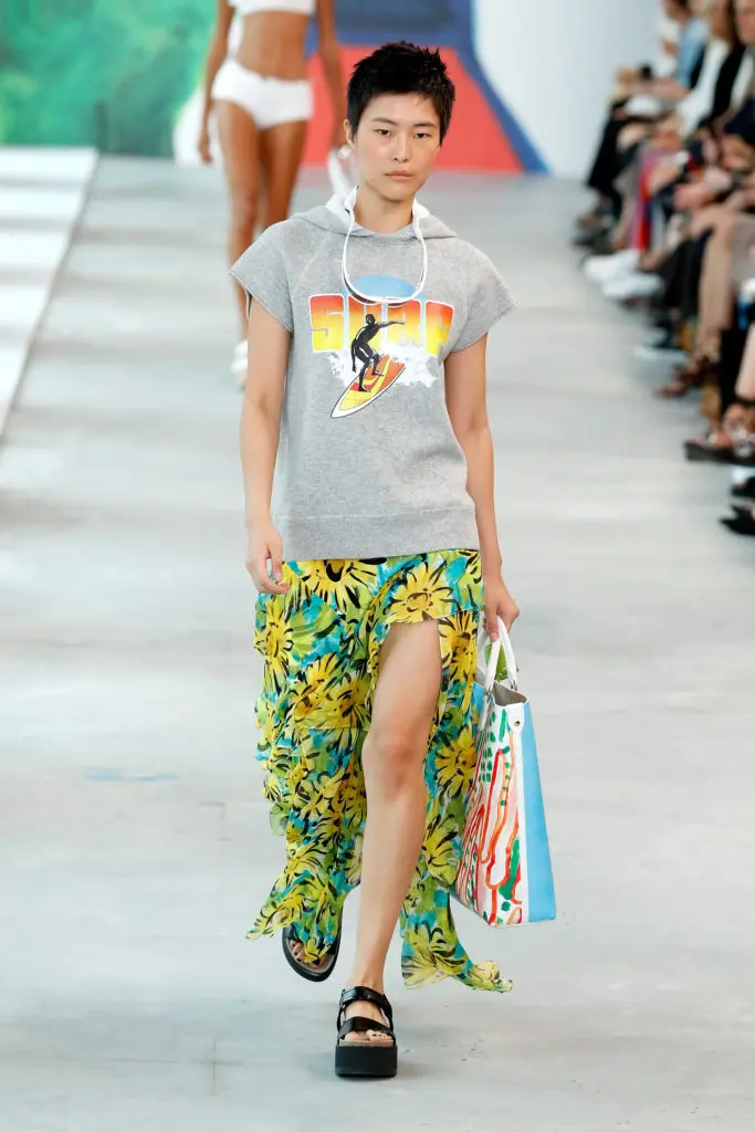NEW YORK, NY - SEPTEMBER 12:  A model walks the runway during the Michael Kors Collection Spring 2019 Runway Show at Pier 17 on September 12, 2018 in New York City.  (Photo by JP Yim/Getty Images for Michael Kors)