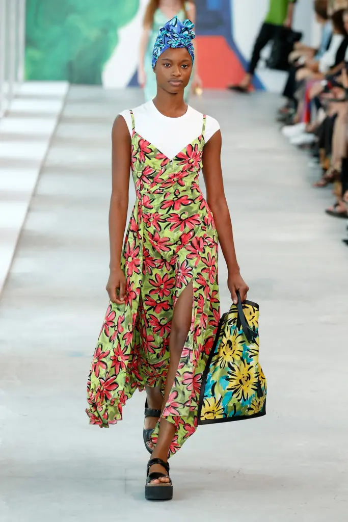 NEW YORK, NY - SEPTEMBER 12:  A model walks the runway during the Michael Kors Collection Spring 2019 Runway Show at Pier 17 on September 12, 2018 in New York City.  (Photo by JP Yim/Getty Images for Michael Kors)