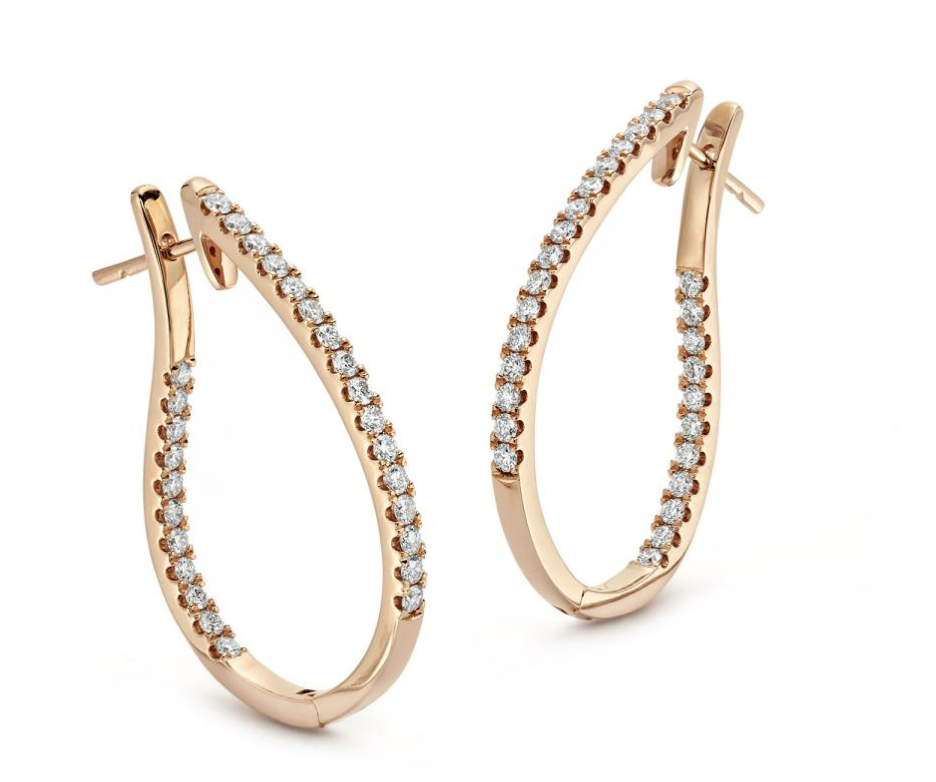Belle earrings with diamonds in 18k white or rose gold, $3,700. 