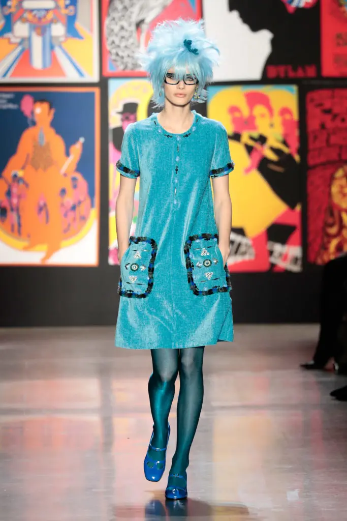 Anna Sui teal dress with lined pockets. (Photo by Anna Sui)