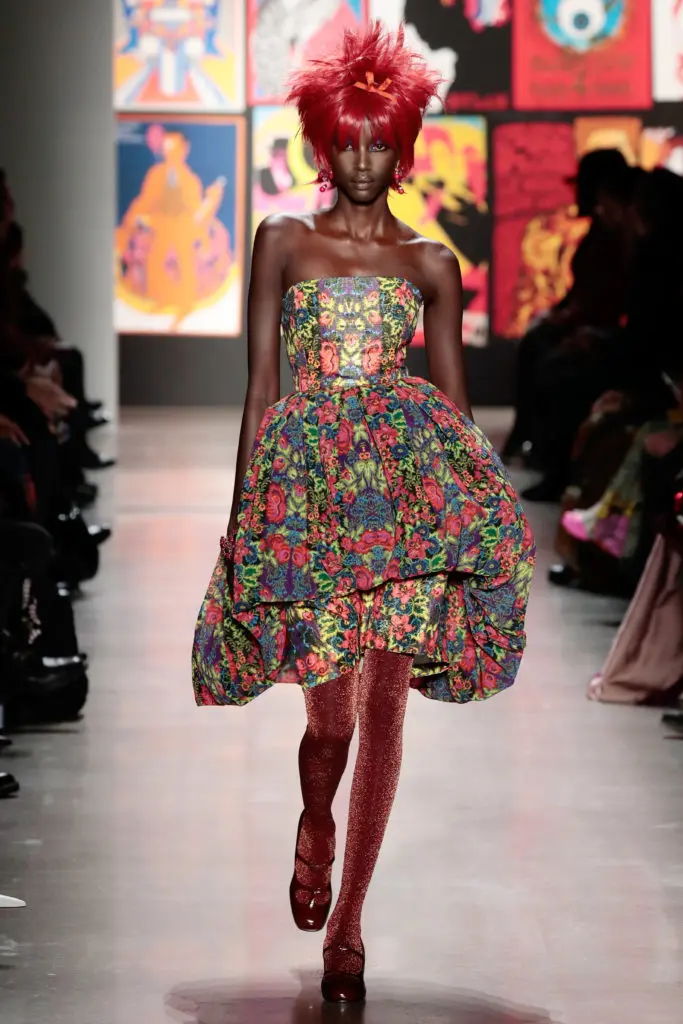 Anna Sui strapless floral dress with poufy skirt. (Photo by Anna Sui)