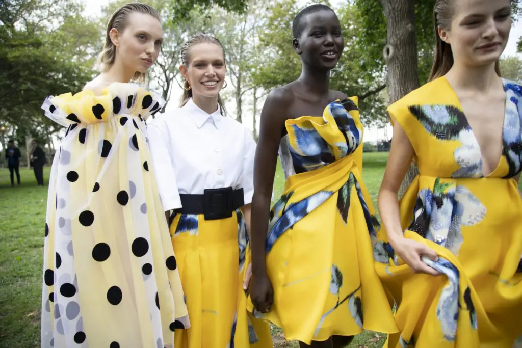 The Carolina Herrera spring 2020 collection includes shades of yellow — from a dotted party dress to floral looks. (Photo courtesy of Carolina Herrera)