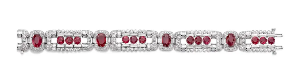 Ruby and Diamond Bracelet in 18K white gold.