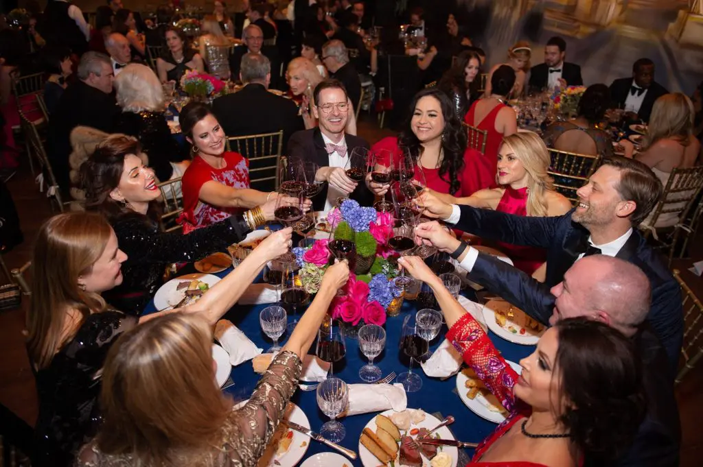 The Houston Symphony Wine Dinner & Collector's Auction held in February on stage at Jones Hall was one of 2020's last festiv events. (Photo by Wilson Parish)