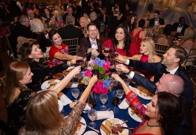 The Houston Symphony Wine Dinner & Collector's Auction held in February on stage at Jones Hall was one of 2020's last festiv events. (Photo by Wilson Parish)