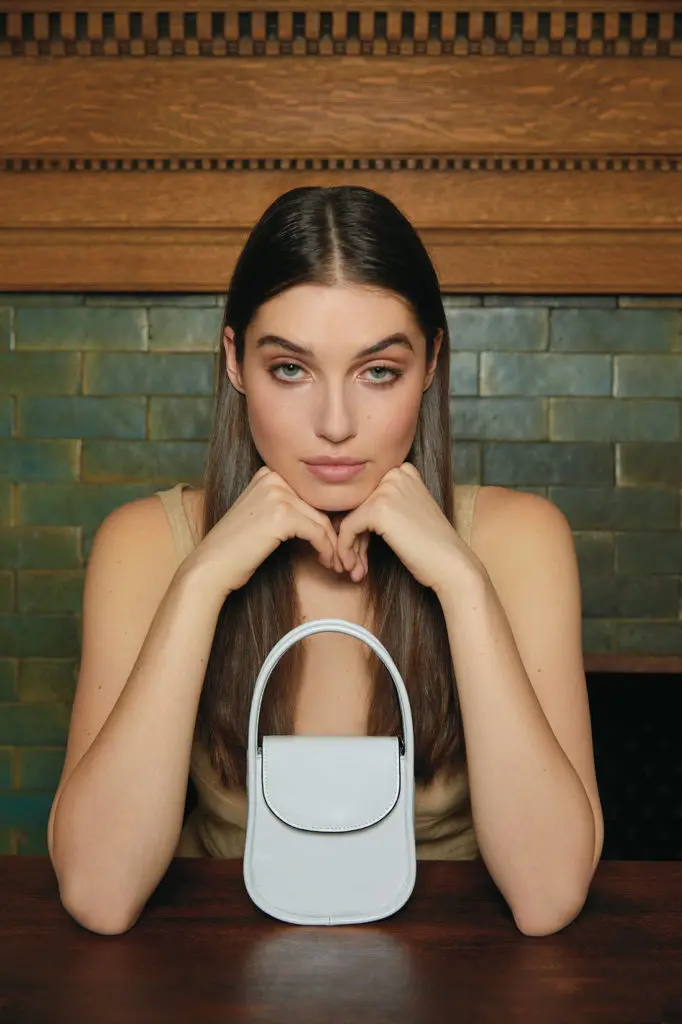 The Hayward Micro Lucy top handle bag in blanco crinkled leather. (Photo courtesy of Hayward)