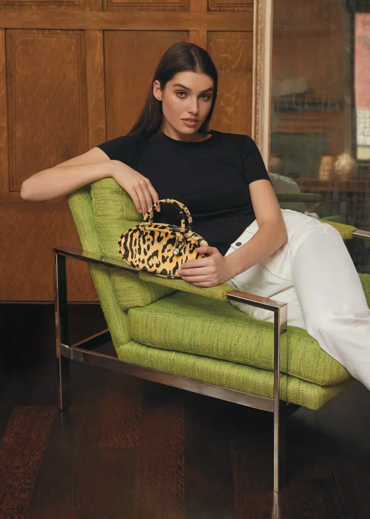Hayward recently introduced the Pill Box handbag in leopard brocade. (Photo courtesy of Hayward)