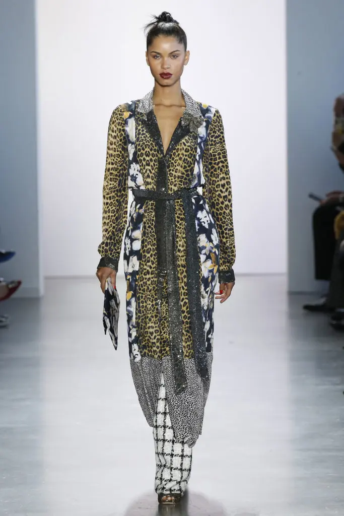 Badgley Mischka coat mixes florals and animal prints.(Photo courtesy of Badgley Mischka)