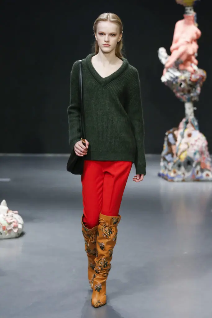 Tory Burch wool sweater, crepe pant. (Photo courtesy of Tory Burch)