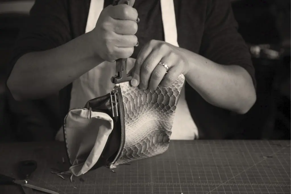 Having a factory next to the showroom allows Hayward to keep up with what the customer wants in a handbag, say its founders. (Photo courtesy of Hayward)