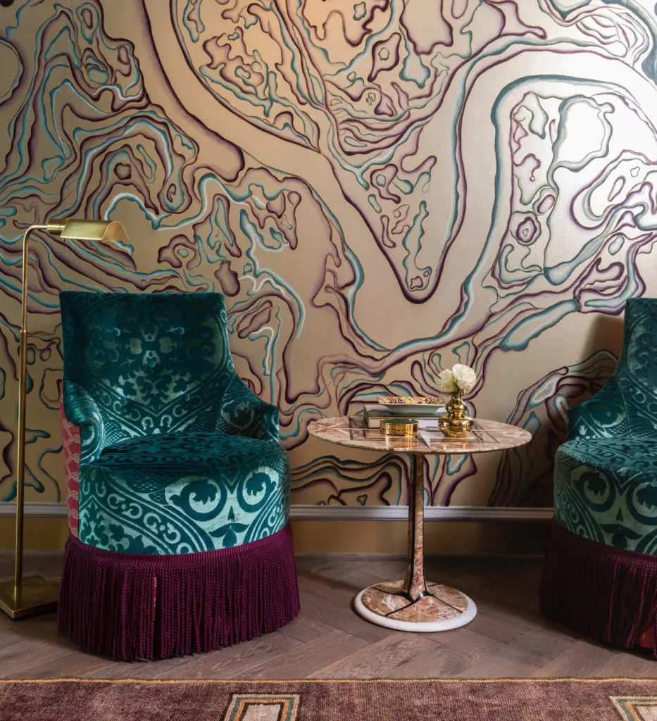 Winning Entry, Best in Wallcovering Deisgn: Buffalo Bayou de Gournay Custom Art Wallpaper by Creative Tonic Design