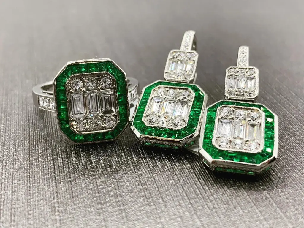 This emerald and diamond set shows the classic side of Reads Jewelers.