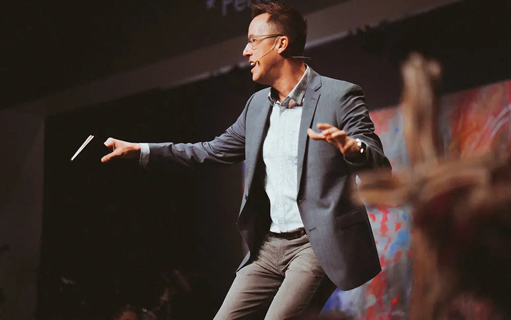 Eric Huffman brings plenty energy to his sermons at The Story.