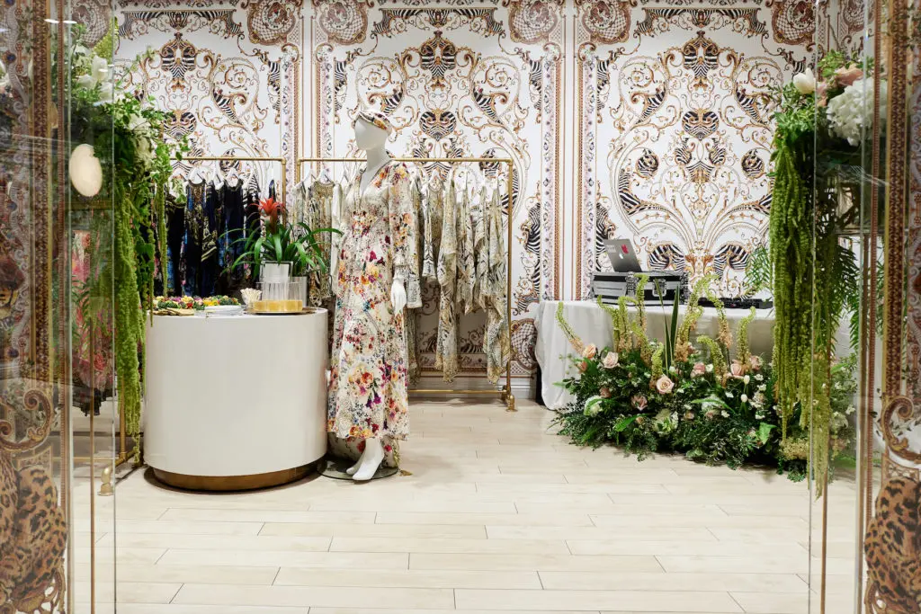 "Wildly wrapped ceiling to floor in an iconic print, it’s a truly immersive Camilla experience and a great addition to the brand," designer Camilla Franks tells PaperCity. 