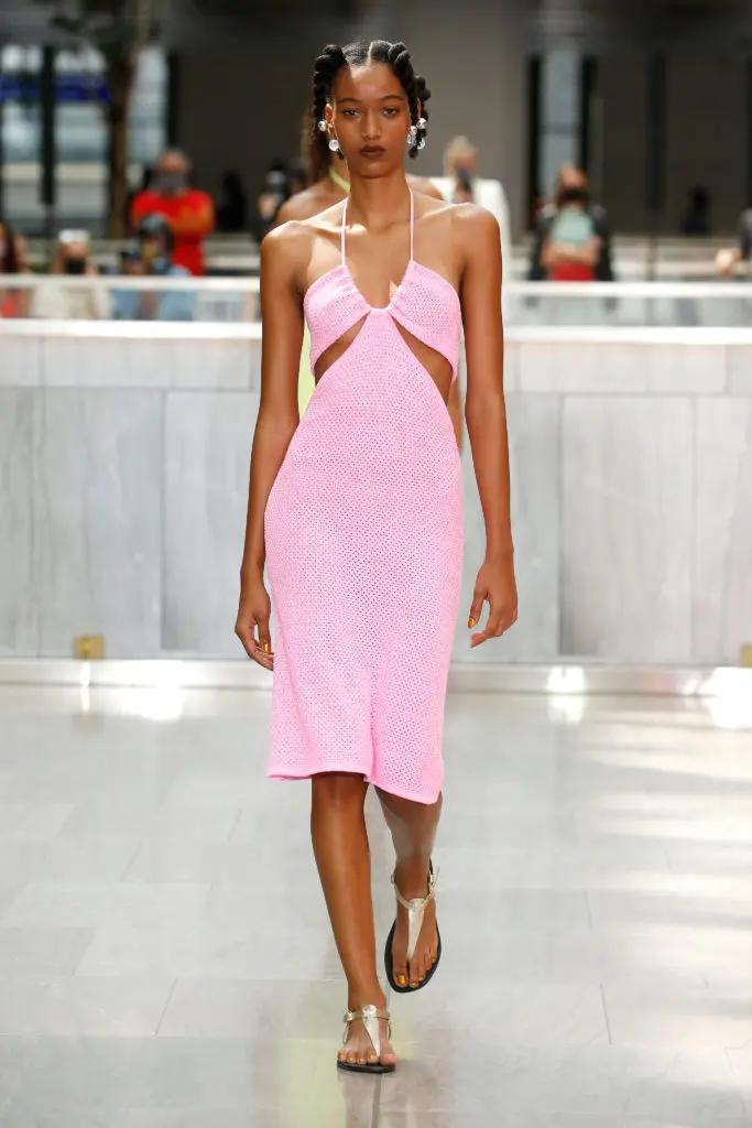 Victor Glemaud pink knit halter dress with cutouts. (Photo courtesy of Victor Glemaud)