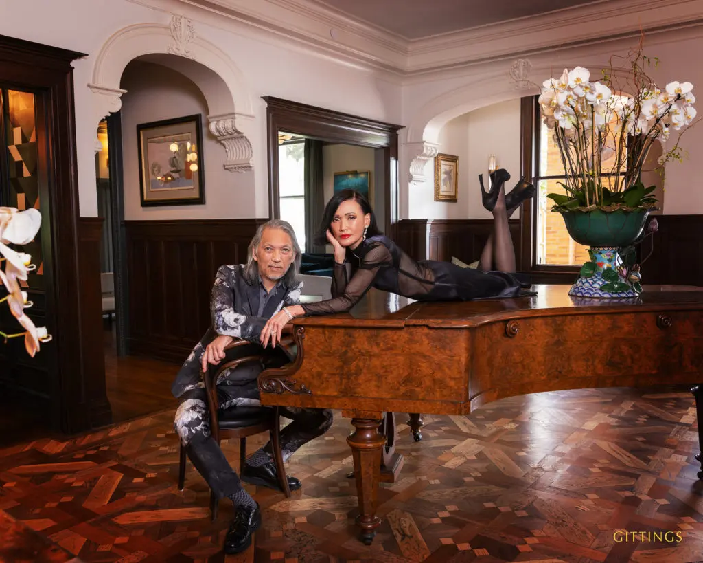 Marc and Duyen Nguyen at La Colombe d’Or. (Photo by Gittings Photography and jewelry from Valobra Master Jewelers)