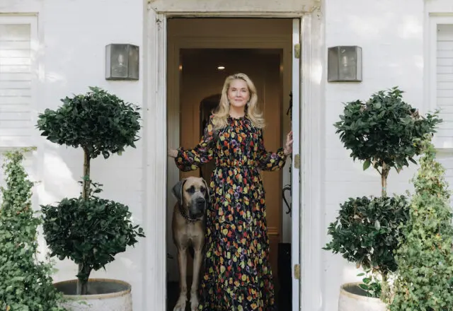 Cornelia Guest with her Great Dane, Wolf, at her Highland Park home. (Photo by Afritina Coker)