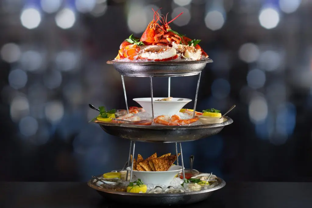 The stunning shellfish tower is a sight to behold at Eddie Vs Prime Seafood.