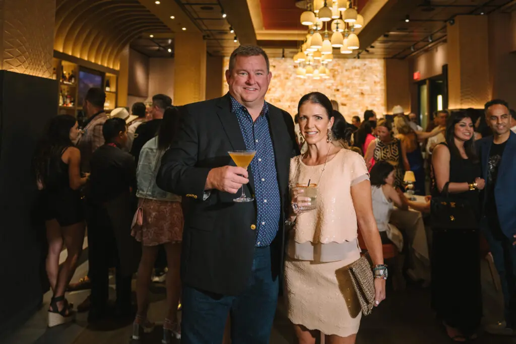 Brett & Natalie Agee at the opening party for Bari Ristorante in River Oaks District (Photo by Johnny Than)