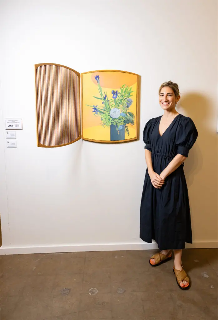 Hannah Fagadau with Masamitsu Shigeta's Interior Flower, 2023 at Dallas Art Fair (Photo by Exploredinary)