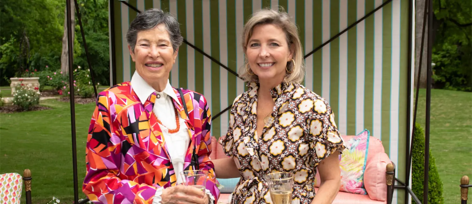 Lyda Hill, Kit Sawers at the klyde warren park presidents circle party 2023. (Photo by Tamytha Cameron)