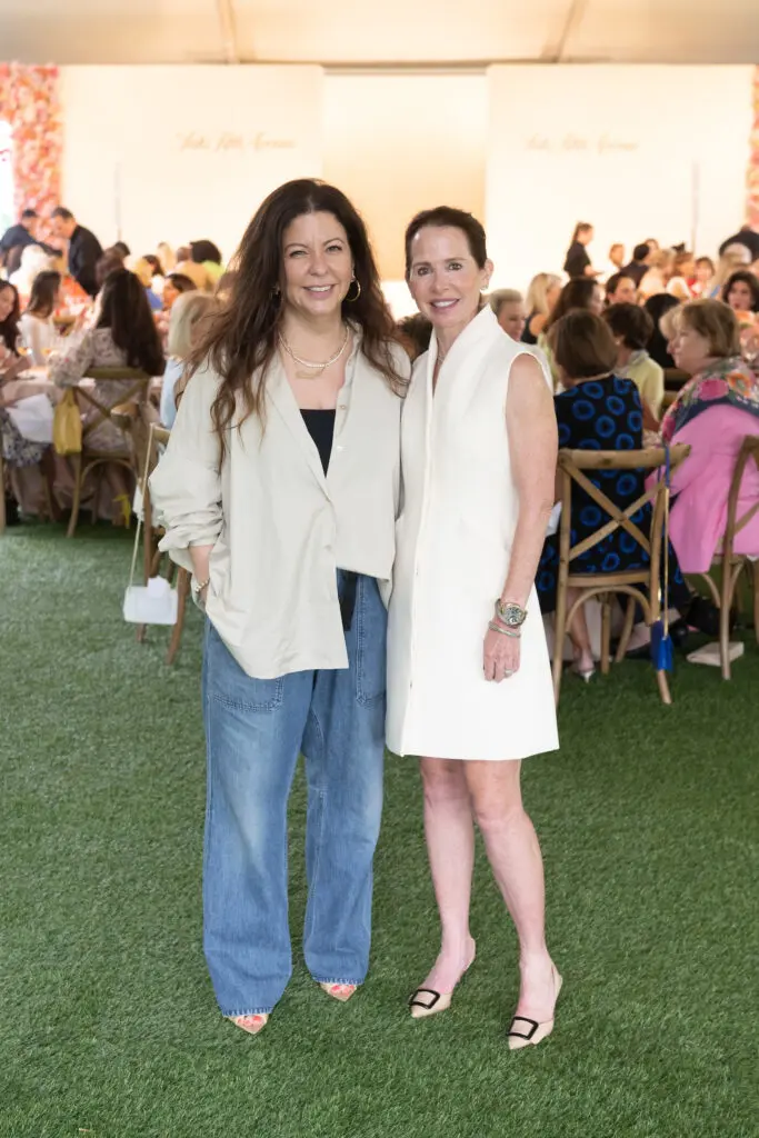 Designer Marzi Petris, chair Martha Long Wade at the Bayou Bend fashion show and luncheon (Photo by Wilson Parish)