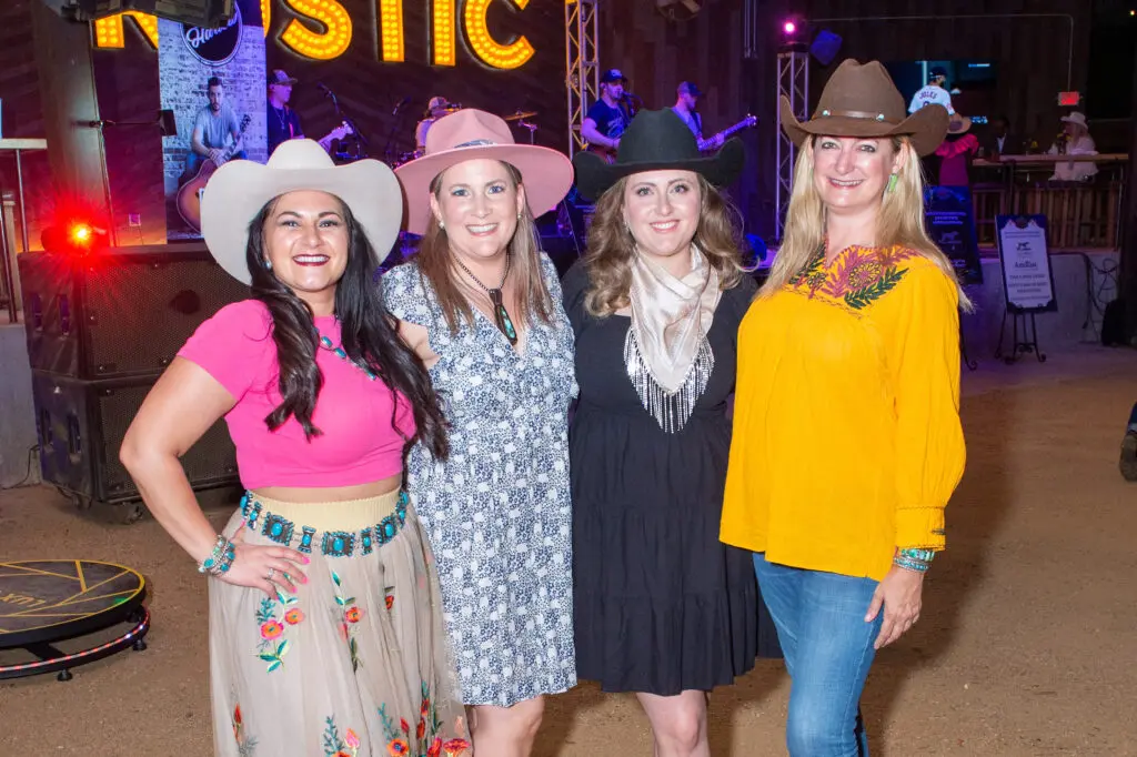 Sarah Golshadi, Tanya Boucher, Melissa Croft, Lindsay Holmes at the Cattle Barons Ball launch at The Rustic. (Photo by Jacob Power)