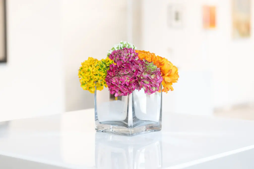 Florals in psychedelic hues part of the decor at the Glassell School of Art 'weird' gala (Photo by Wilson Parish)
