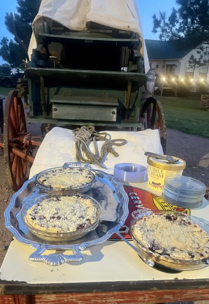 Fresh pie served at Texas Ranch Life chuck wagon style.