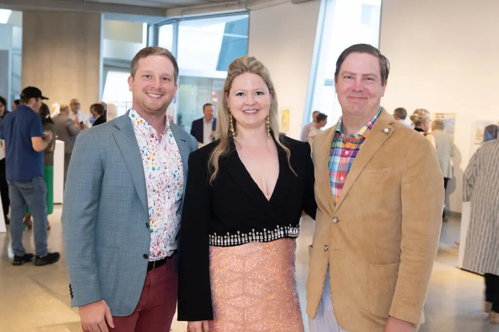 Jacob Stein, Laurence Unger, Ben Hobratsch at the Glassell School of Art 'weird' gala (Photo by Wilson Parish)