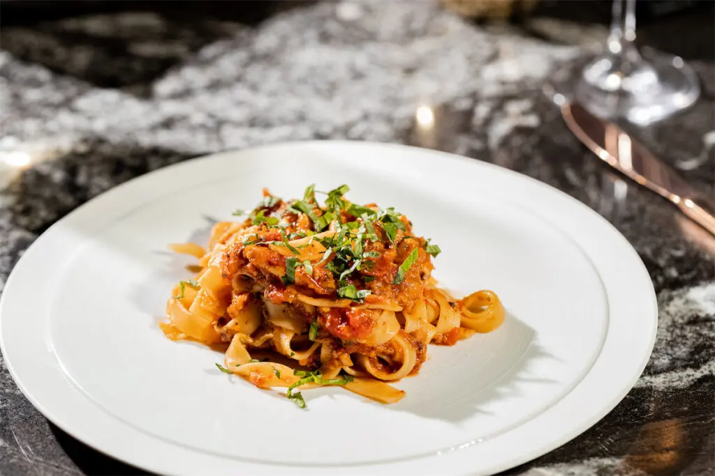 The vegan bolognese was a delicious alternative to meat with chickpea pasta and mushrooms. (Photo by Kayla Enright)