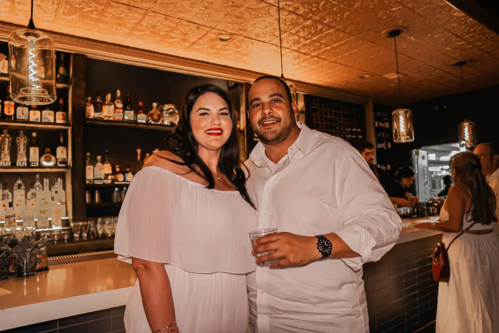 Rebecca Valdivia, Daniel Kelada at the PS-21 Bastille Day soirée benefiting March of Dimes. (Photo by Harold Cua) 