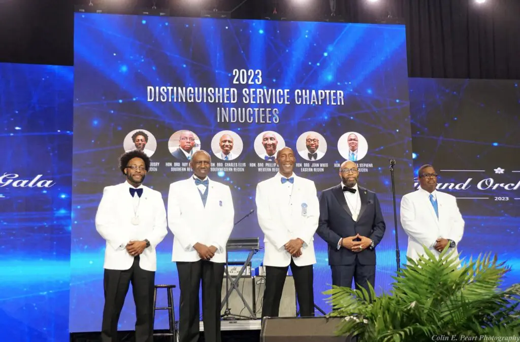 Phi Beta Sigma Distinguished Service chapter inductees at the national conclave Grand Orchid Ball