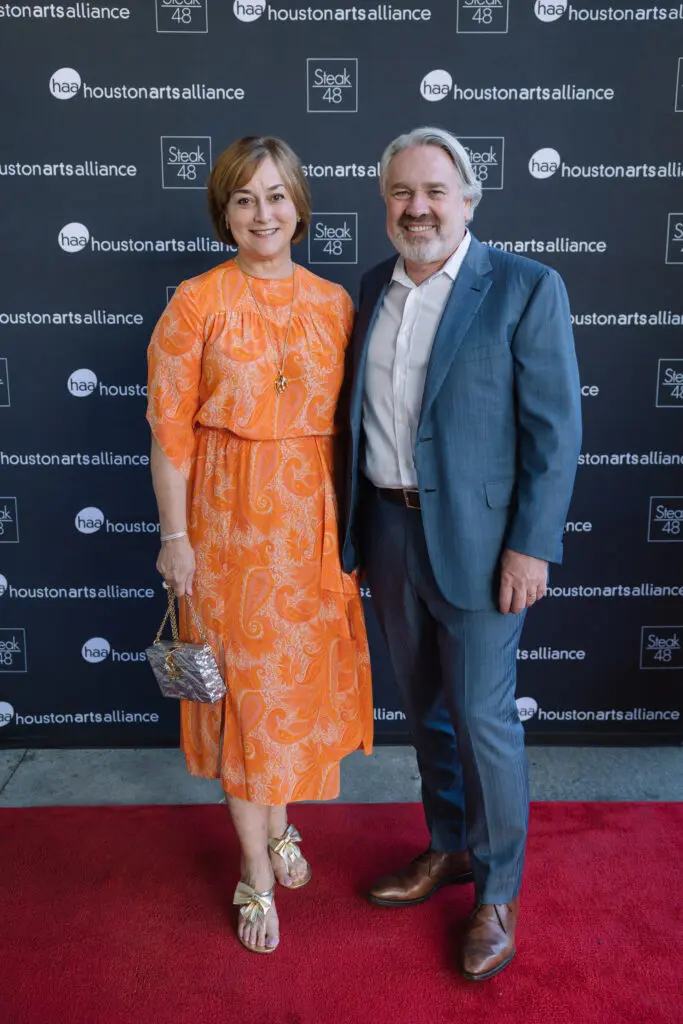 Leigh & Reggie Smith at the Steak 48 fall fête doubling as kick-off for the Houston Arts Alliance gala. 